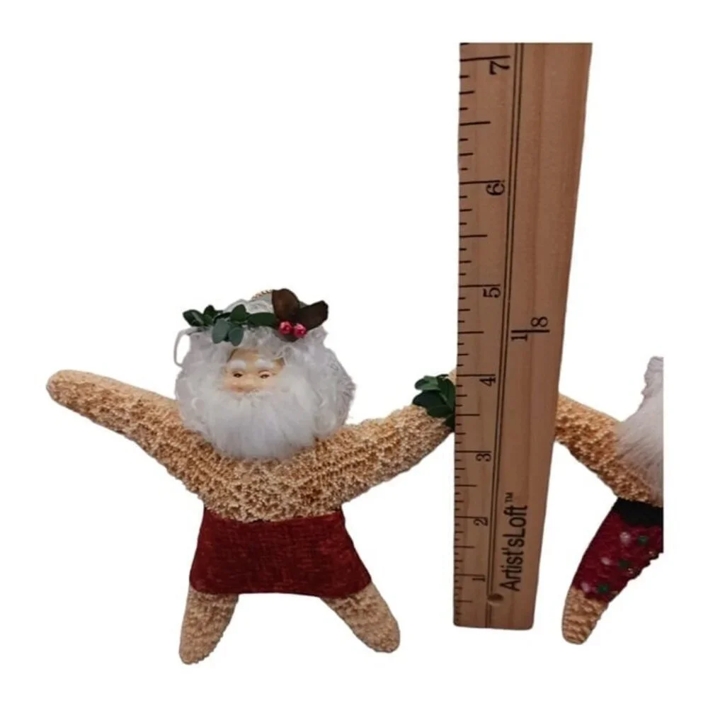 Santa starfish set of 2 ornaments